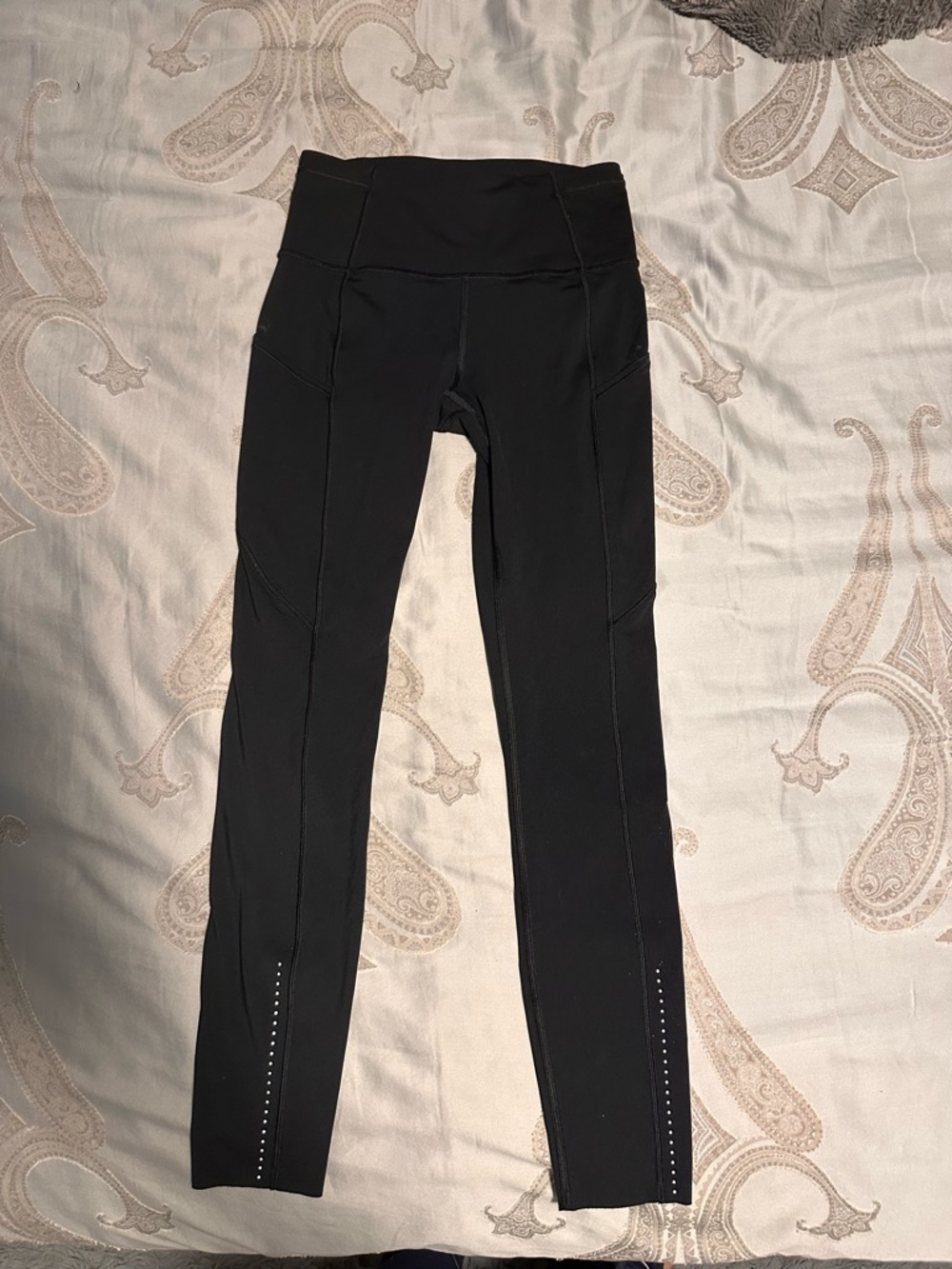 lululemon athletica Black High-Rise Leggings with Ankle Stud Accents